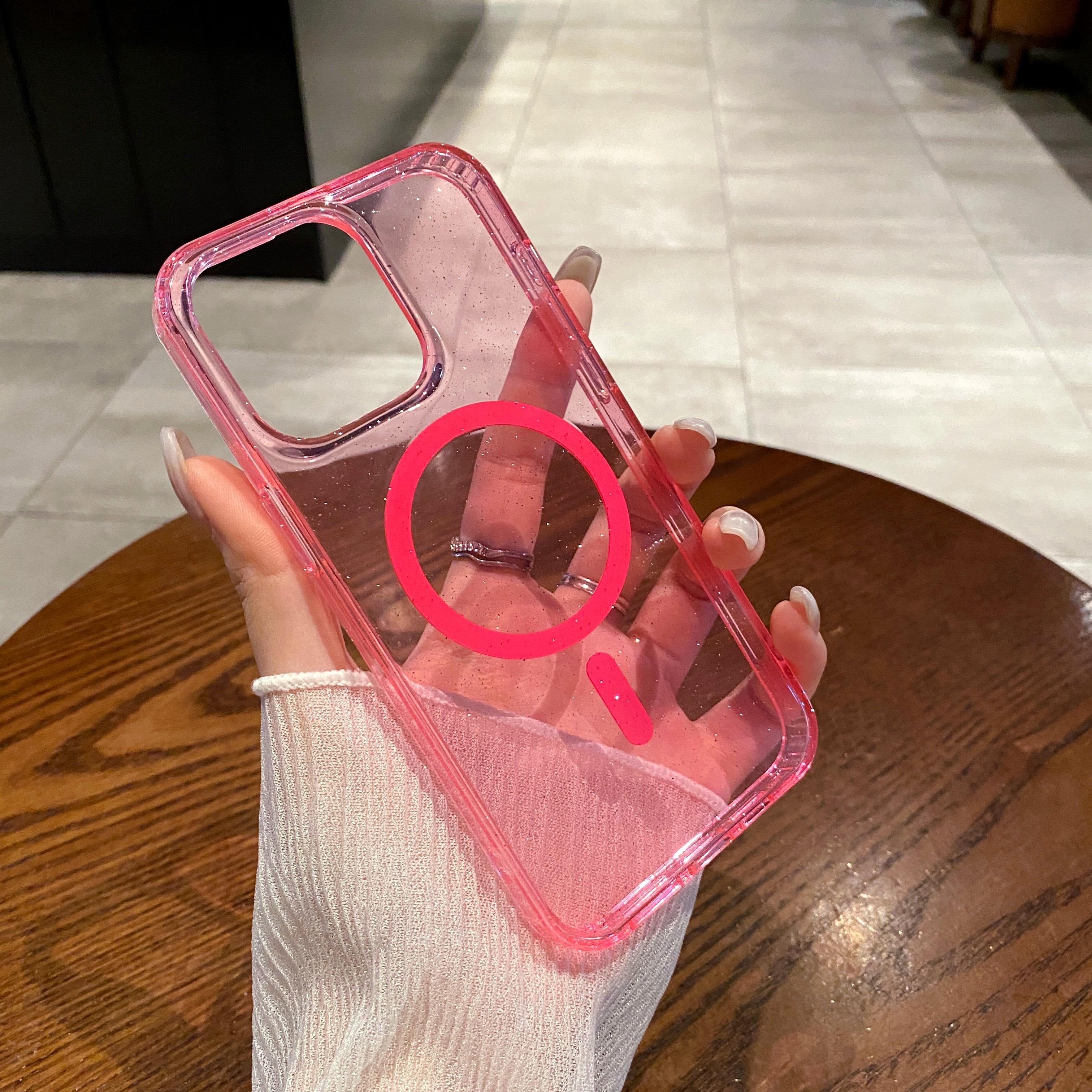 

Роскошный блестящий чехол с блестками для беспроводной зарядки Magsafe, магнитный чехол для iPhone 16, 15, 14 Plus, 13, 12, 11 Pro Max, прозрачный, жесткий, акриловый чехол For iPhone 15Pro Max