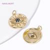 18K Gold Plated Inlay Blauer Zirkon Runder Teufelsauge Anhänger Für Ohrringe/Halsketten Herstellung Zubehör DIY Schmuck Zubehör