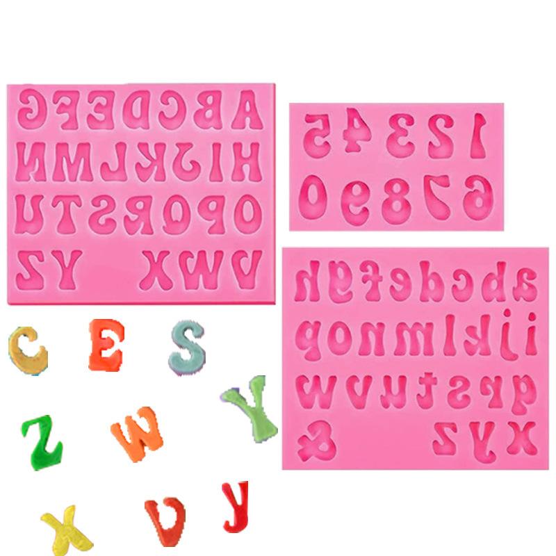 3D Buchstaben Zahlen Silikon Fondantformen Schokoladenkuchenformen Kuchendekoration DIY Werkzeuge Gelee Kekse Backen Druckform
