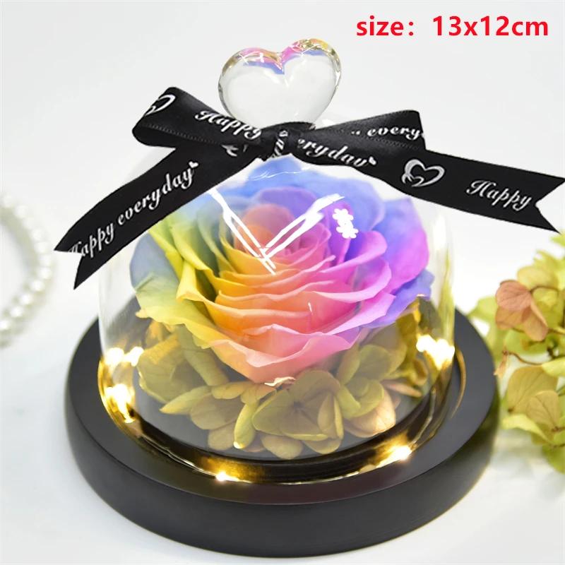 Valentines Day Gift for Girlfriend Eternal Rose LED Light Flower In Glass Cover Mothers Day Birthday Party Wedding Decoration