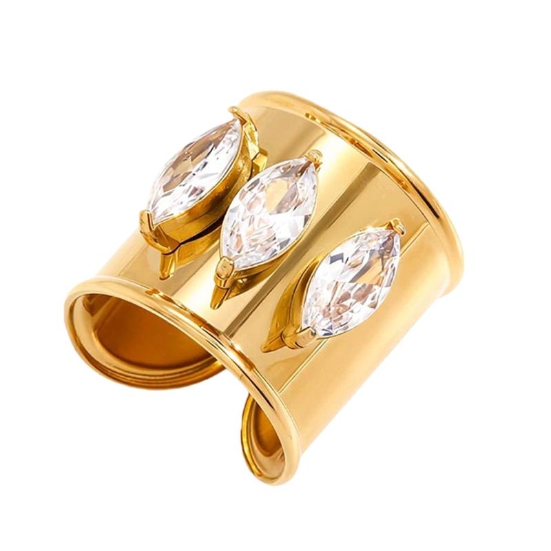 Flower Shape Geometric Open Jewelry Delicate Finger Rings Stainless Steel Texture Suitable for Various Occasion