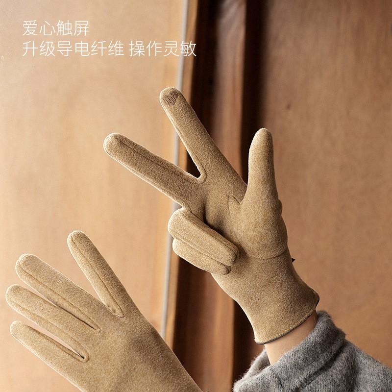 Womens Warm Fleece-Lined Cycling Gloves With Touchscreen Capability Butterfly Knot Design Winter Riding Students