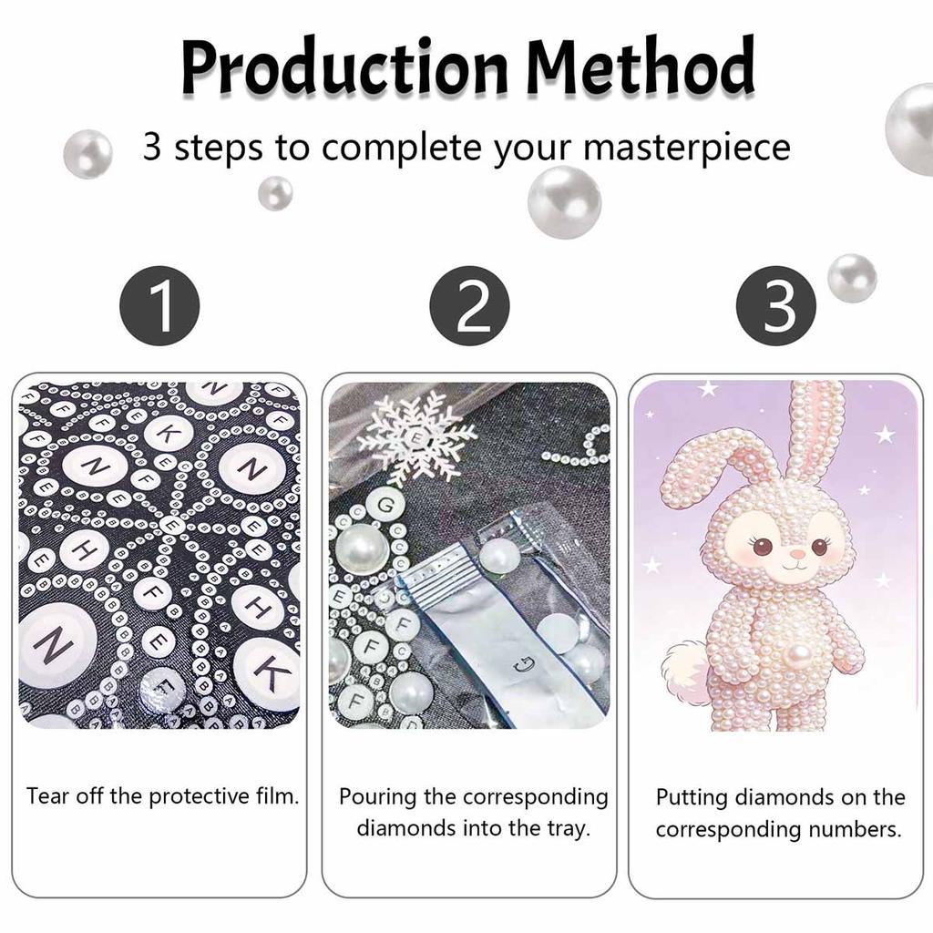 Disney 5D DIY Pearl Painting Kit, Lovely Bunny Home Bedroom Wall Decor Crafts Handmade Gift Decoration