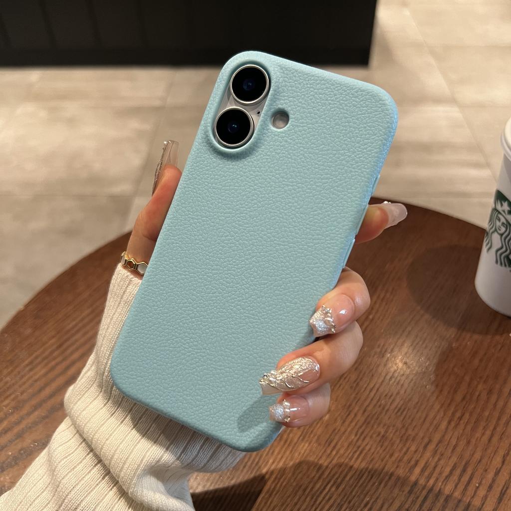 Leather Texture Shockproof Soft Silicone Case For iPhone 16 15 14 Plus Pro Max 13 12 11 Lichee Pattern Simple Business Cover
