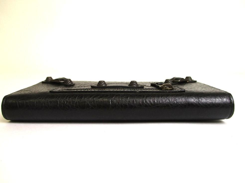 Authentisches BALENCIAGA Schwarzes Leder Klappportemonnaie The Classic Money #a816 Aufgearbeitet