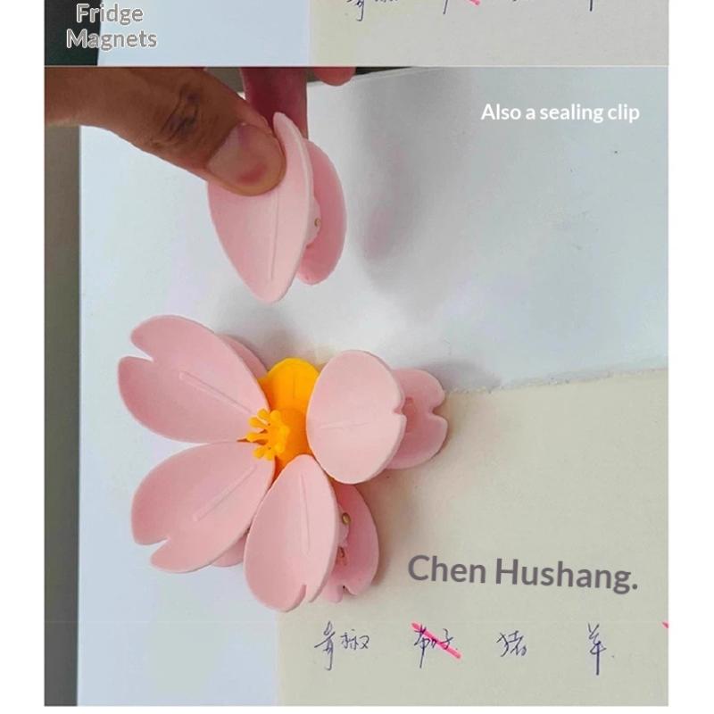 1/2Pcs Cherry Blossom Magnetic Fridge Magnet Seal Clip, Petal Sealing Magnetic Fridge Sticker, Snack Clip, Flower Decoration