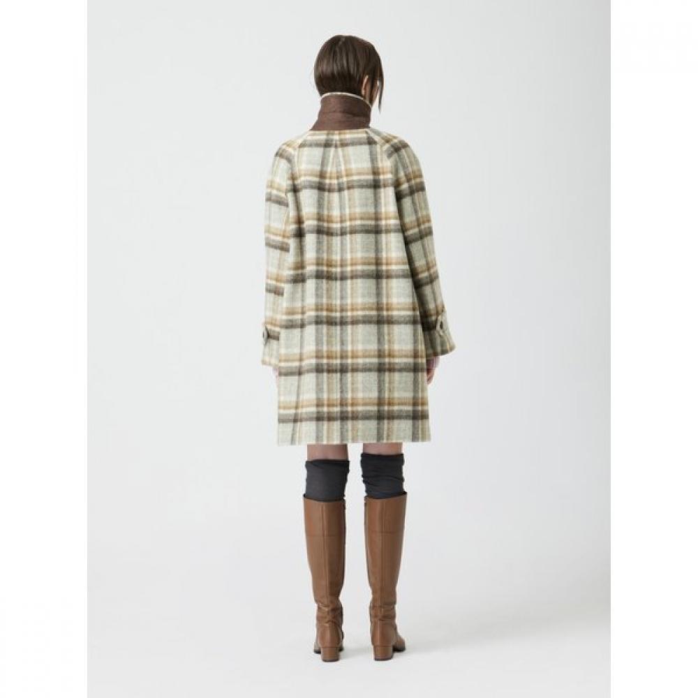 Cc Collect Alpaca Blend Check Half Coat C254msg023