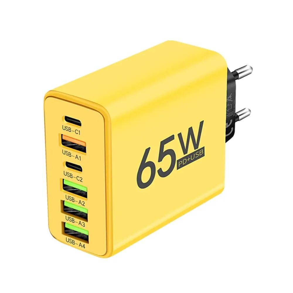 65W Multi-Port USB Charger for Apple and Huawei Phones, US Standard, Hong Kong Version, QC3.0 Compatible