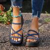 Muffin platform slippers women's summer new European and American foreign trade thin belt medium heel casual women's Roman sandals
