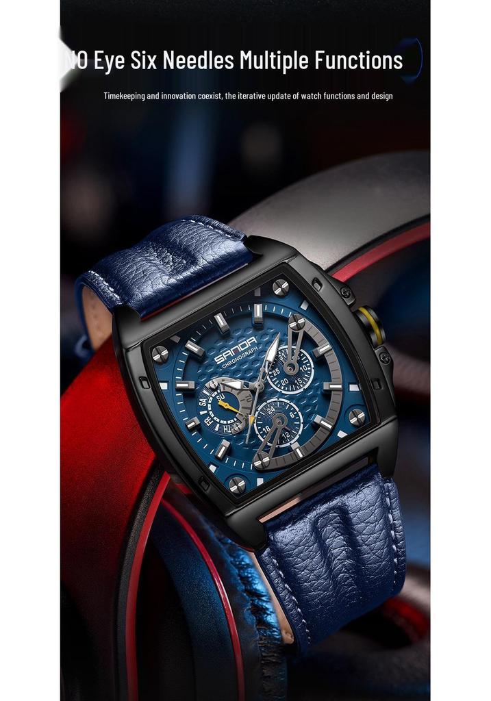 Sanda Men's Waterproof Quartz Watch with Leather Strap - Stylish and Durable Design