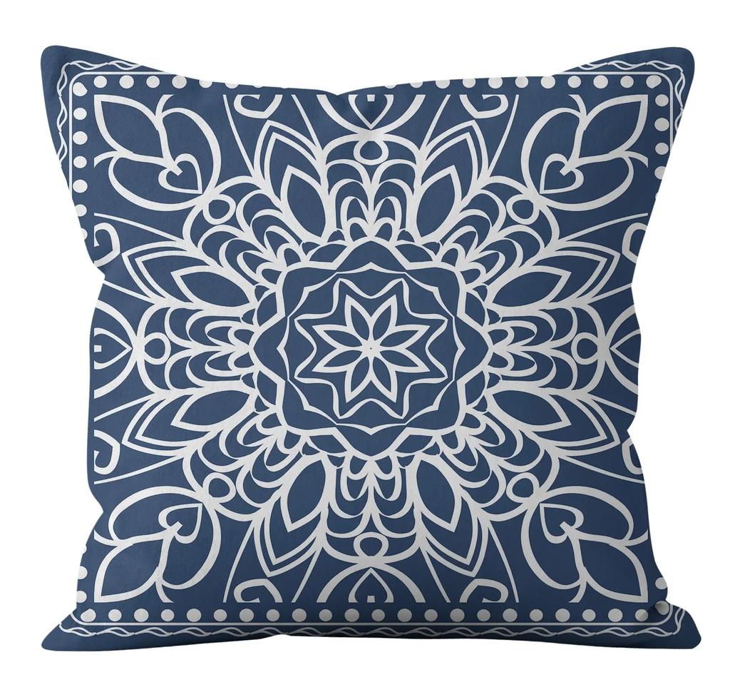 Modern Fashion Nordic Sofa Simple Cushion Cover Living Room Decoration Pillow Cover Navy Blue Geometric Pillow Cover