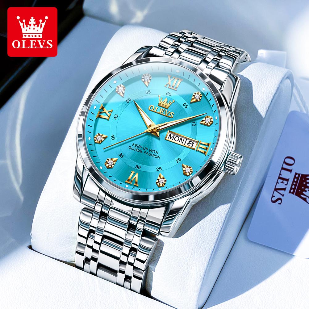 OLEVS Upgrade Perfume Quartz Men's Watches Fashion Waterproof Dual Calendar Luminous Luxury Brand Original Man Wristwatch 5513X