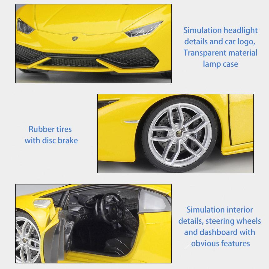 1/24 skala Welly Lamborghini Huracan LP610-4 legeringsbilmodell støpt metall leketøyskjøretøy bilmodell høy simuleringssamling gaver til barn