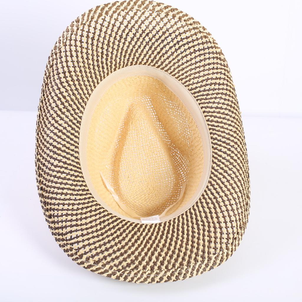 Popular Hollow Breathable Western Cowboy Straw Hat Men's and Women's Summer Sunshade Sunscreen Wide-brimmed Beach Hat