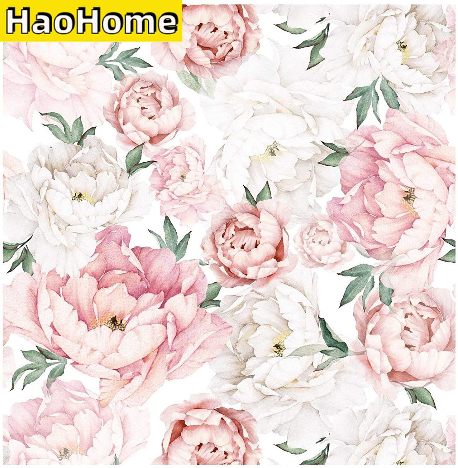 

Белые Розовые Обои Самоклейка Съемные Свежие Пионы Самоклеящиеся Предварительно Наклеенные Обои Водонепроницаемые Очень Толстые Фотообои 3mx45cm