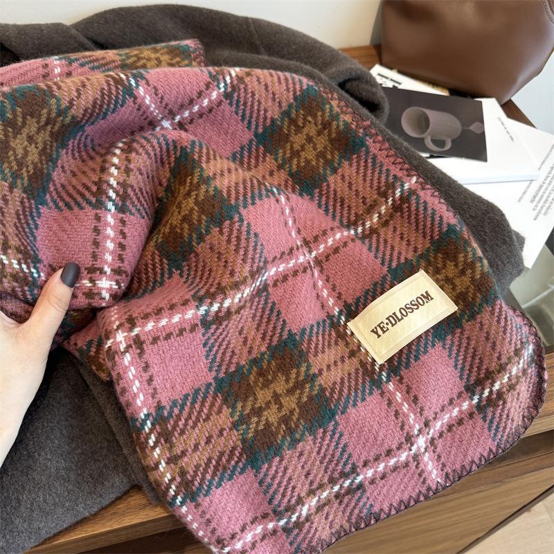 

Осенне-зимний теплый шарф Британский рождественский плед красный шарф для пар и пар, чтобы увеличить шарф-шаль 180*60cm розовый