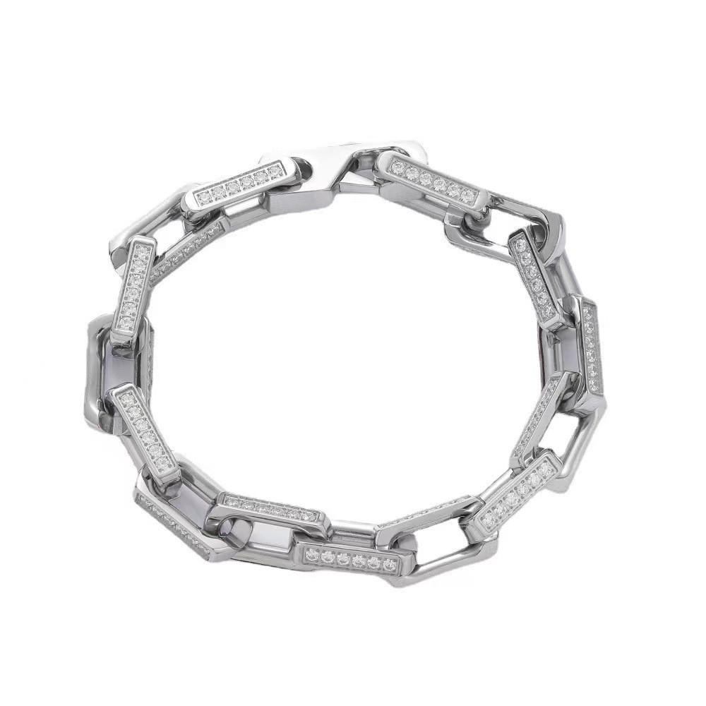 Titanium Steel Diamond Inlaid Hiphop Bracelet For Men Women Gift Choice