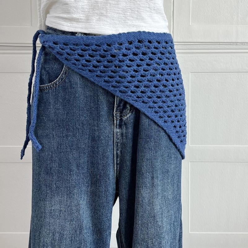 Hollowout Design Head Scarf Multiuse Head Wrap Bandana Crochet Hip Scarf For Women Girl Daily Use and Travel Dressingup