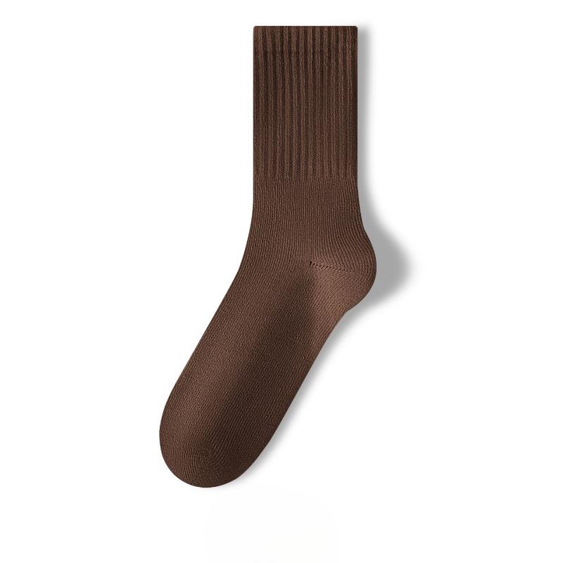 

Мужские однотонные шерстяные носки для осени и зимы, утолщенные и на флисе, теплые, полностью шерстяные носки до середины икры, повседневные 1 pair кофейный