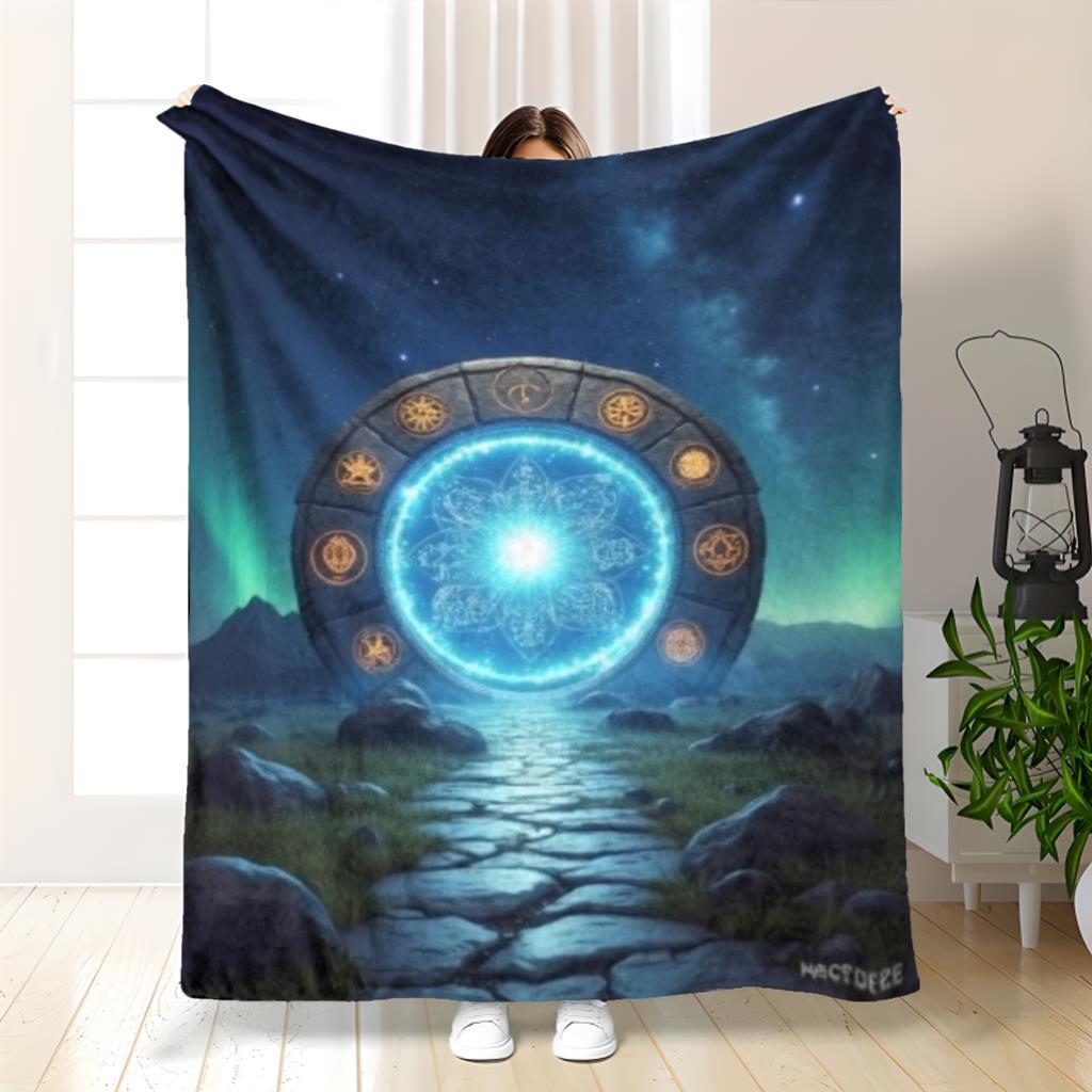 

Mystical Portal Fleece Blanket Cosmic Mandala Design Starry Sky Path Art Soft Cozy Throw Home Decor for Living Room or Bedroom 70x100cm28x39in