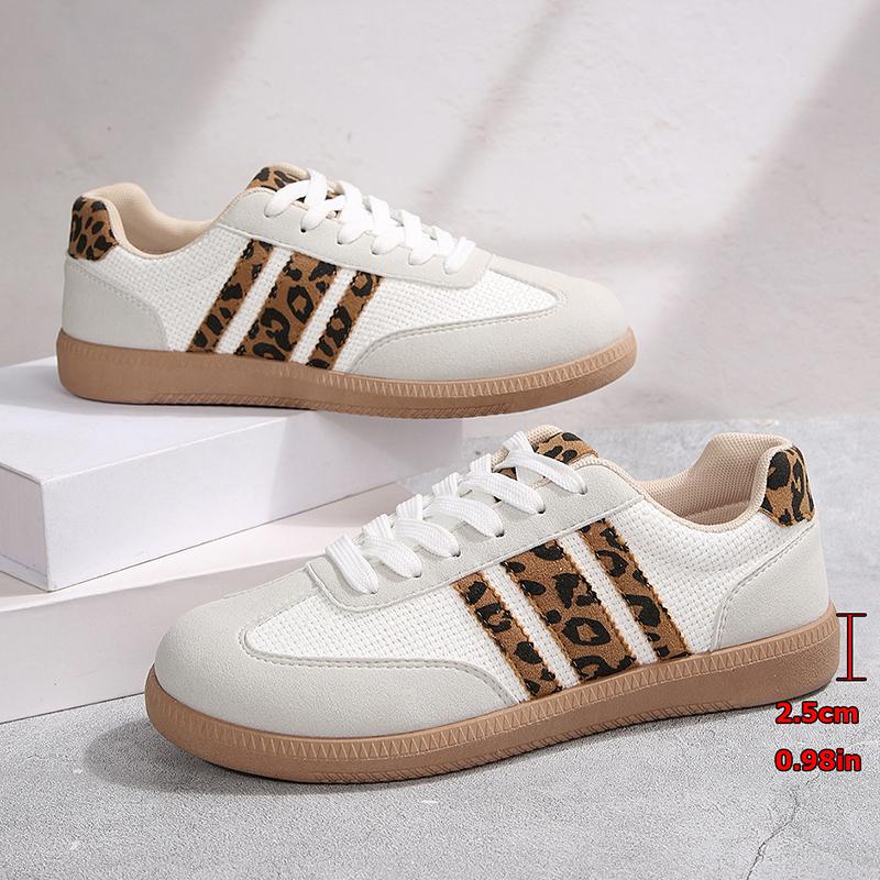 Plus Size 42 Leopard Print Flat Shoes Women Comfortable Breathable Flat Heels Sneakers Woman Non Slip Soft Sole Sports Shoes