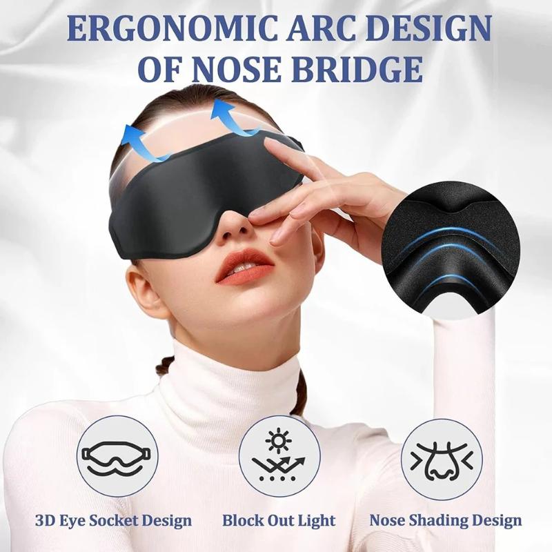 3D Eye Mask Comfortable Breathable With Nose Pad Adjustable Blackout Eye Cover For Sleeping Travel Nap