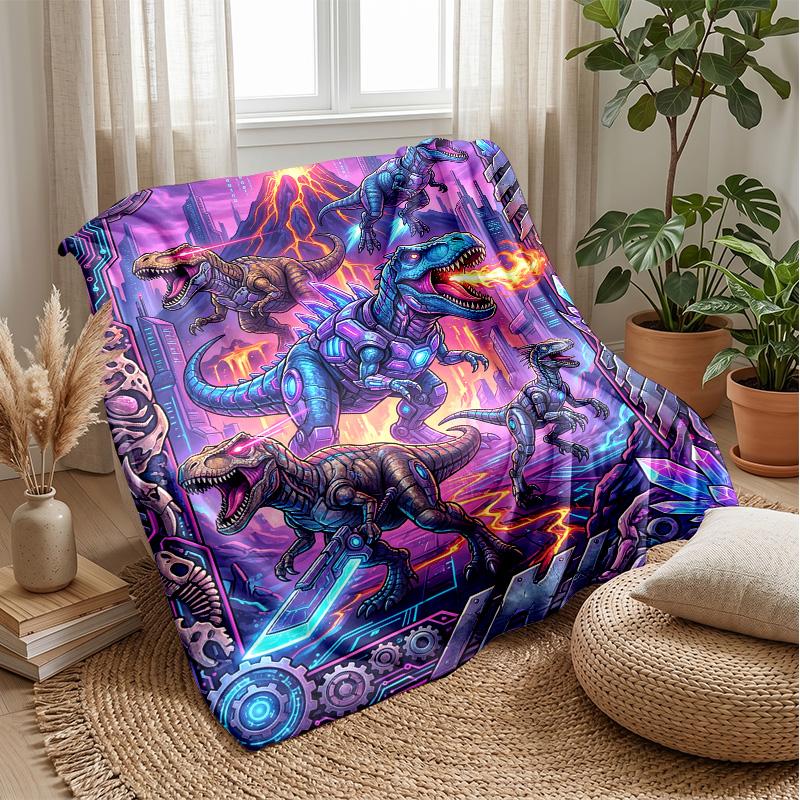 Crystal Dinosaur Fantasy Blanket Personalized Name Flannel Blanket Soft Cozy Plush Throw for Sofa Bed Lightweight Home Decor