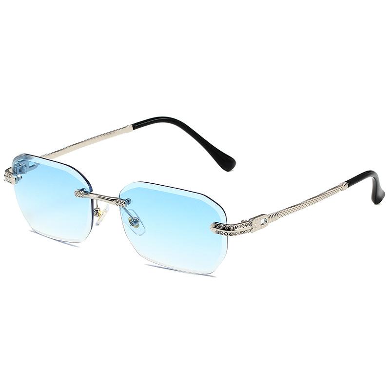 Women's fashion cut edge diamond rimless sunglasses Men's classic fashion brand driving glasses Trendy street wear accessories