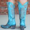 Fashion Western Style Women's Pointed Large Embroidered Rose High Heels Vintage Old Women's Boots High Barrel Western Boots