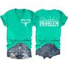 Women V‑Neck Short Sleeve T‑Shirt Double‑Sided Letter Print Casual Street Fashion Ladies Top S‑3XL