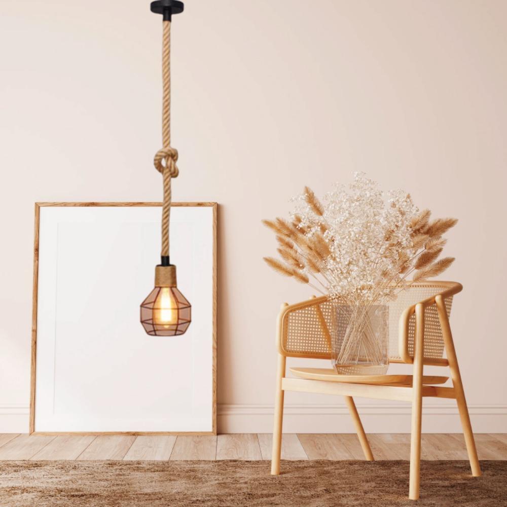 Industrial Hemp Rope Pendant Lamp Retro Restaurant Light Pendant Decoration Loft Kitchen Fixtures Bar Light Suspension Handlamp