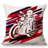 Nordic Motorbike Race Biker Club Car Pillow Case Us Flag Motorcycle Art Sofa Chair Waist Pillow Beige Linen Decor Cushion Covers