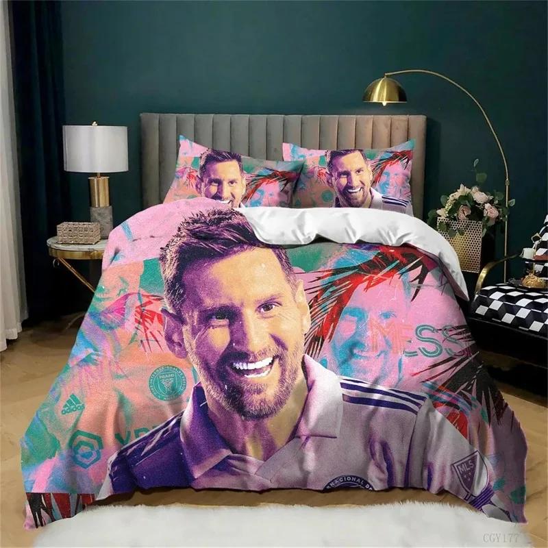 3D Football Star No.10 Bedding Set Teen Boys 3 Pieces Soccer Star Duvet Cover Set Soft And Breathable Comforter Cover Zipper