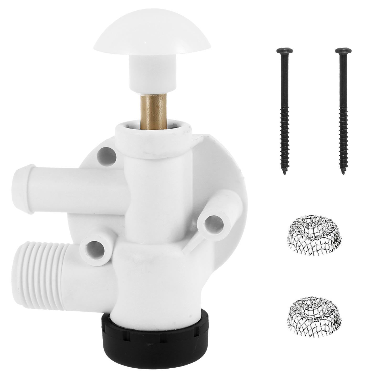 385314349 RV Water Valve Kit RV Toilet Water Flush Valve Assembly Leak Proof Toilet Drain Valve Replacement Plastic Pedal Flush