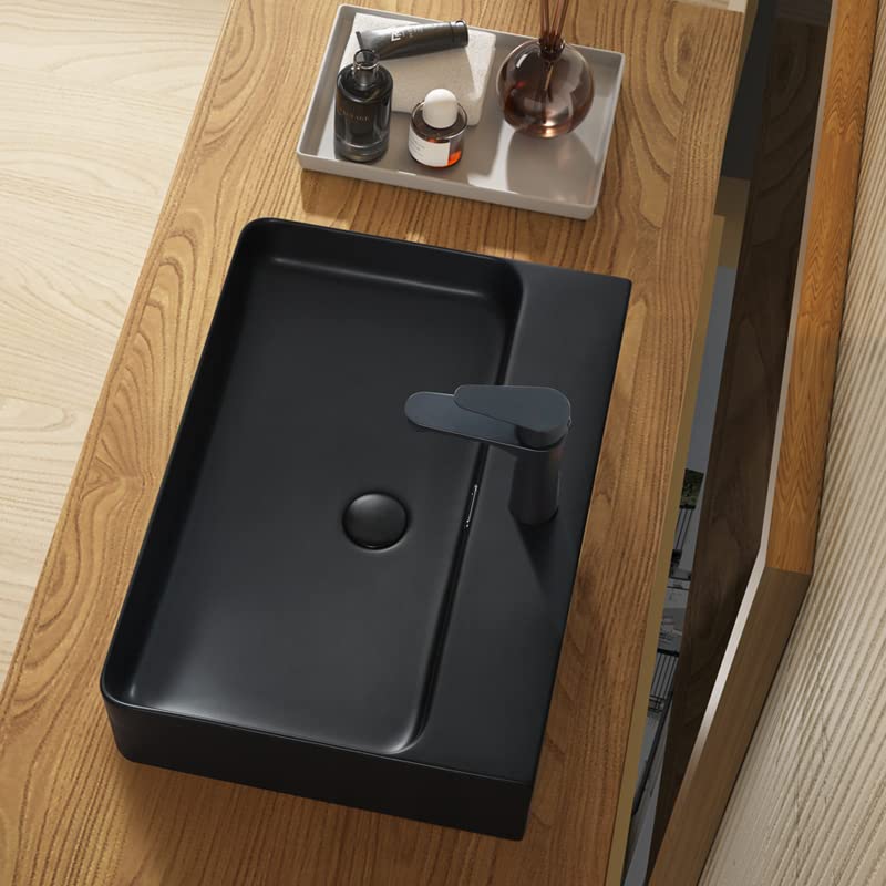 LUYI Schwarzes Waschbecken-Set, Waschbecken, Handwaschbecken, 605 x 420 x 130 mm
