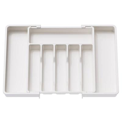 M-Modern-Cutlery Drawer Organiser, Expandable Utensil Tray For Kitchen, Adjustable Silverware And Flatware Holder Durable White