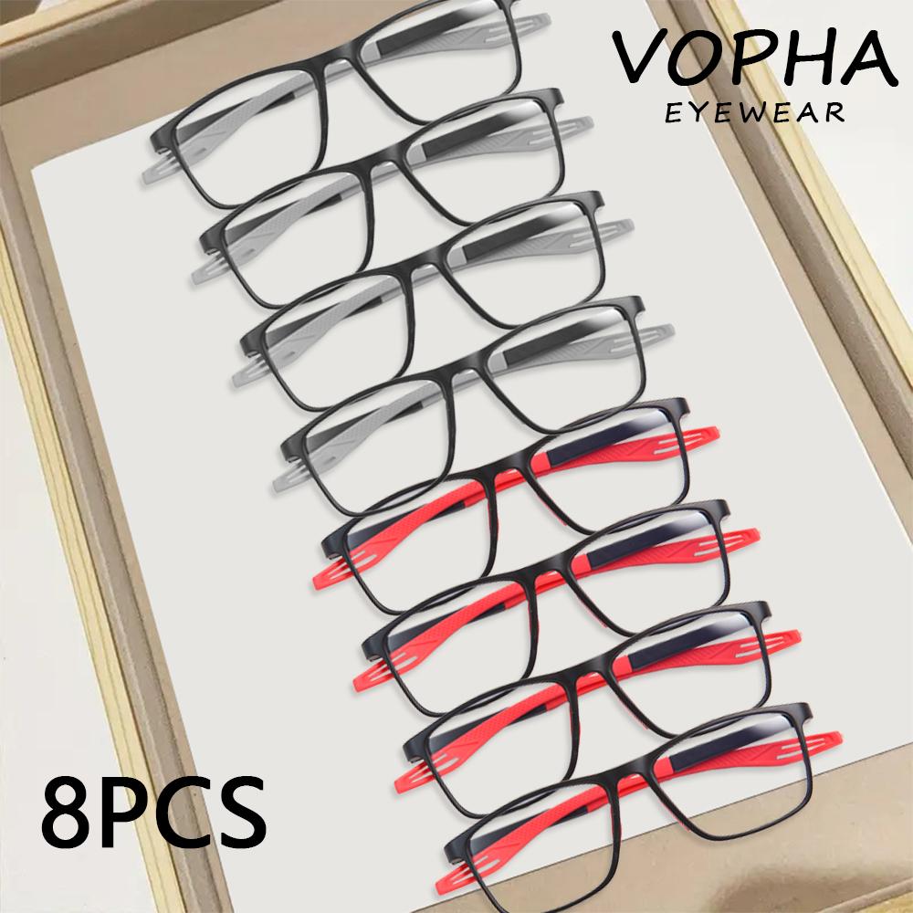 8pcs Elegant Reading Glasses for Men & Women with Blue Light Blocking Suitable for Sports and Daily Use +1.0 To +3.0 Diopters