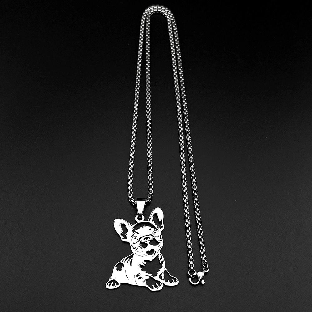 Cute French Bulldog Pendant Necklace Women Men Stainless Steel New Design Trendy Animal Puppy Pet Jewelry Gift For Dog Lovers