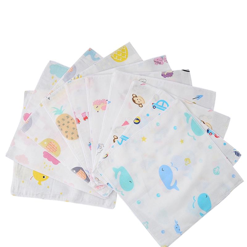 

Gauze Cotton Baby 4-layer Gauze Burp Cloth Soft Face Wash Kerchief 25*25cm Color mix