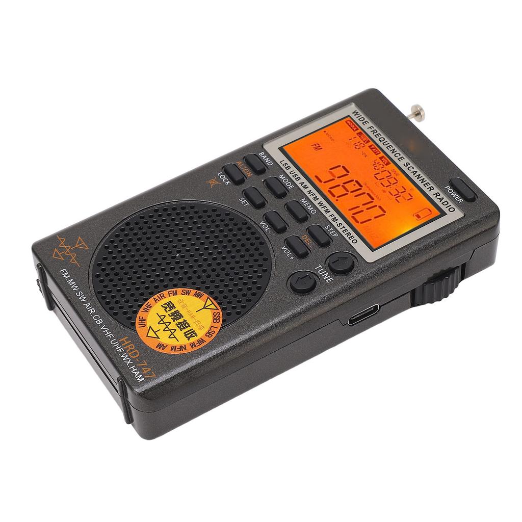 Full Band Receiver FM MW SW SSB LSB AIR CB VHF UBD WX Portable DSP Radio Receiver Support 8 Ohm  1W