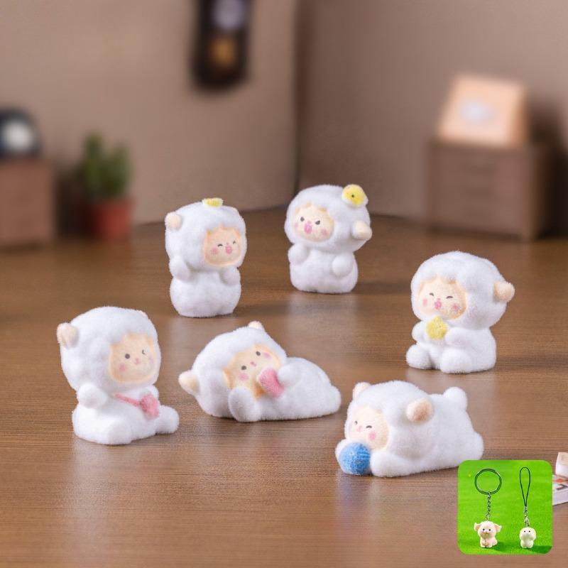 Plush Figurines Cute Little Sheep Figurines Adorable Decorative Items KeychainsBags Hanging Accessoriesand Small Ornaments
