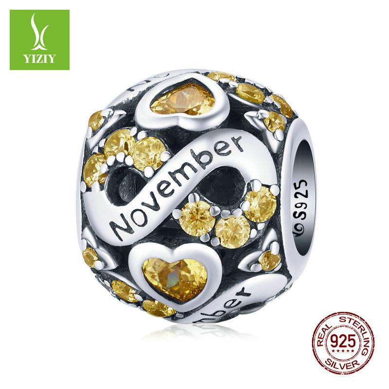 December Birthstone Beaded Accessories S925 Silver Constellation Transfer Bead Jewelry Bsc508