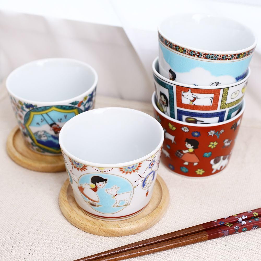 Made In Japan Kutani Ware Girl of the Tableware Colored Free Gift Pattern Heidi, Alps/Heidi Pottery/Tableware/Japanese Cup/Cup/Cup