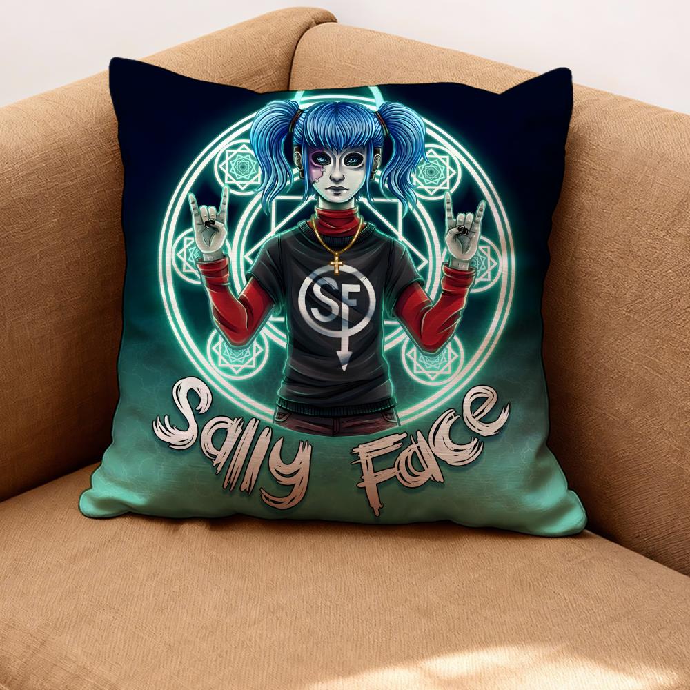 Band Sally Face Cushion Cover Premium Comfort Reversible Pillow Cove -Two in One Design for Any Room & Car Interior