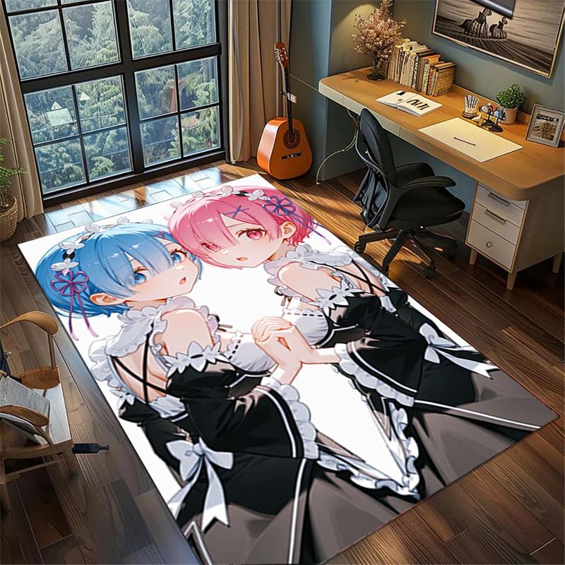 "ReZero" Large Area Rug Carpet Non Slip Washable Floor Mat Gamer Room Bedroom Home Decor—kwq78