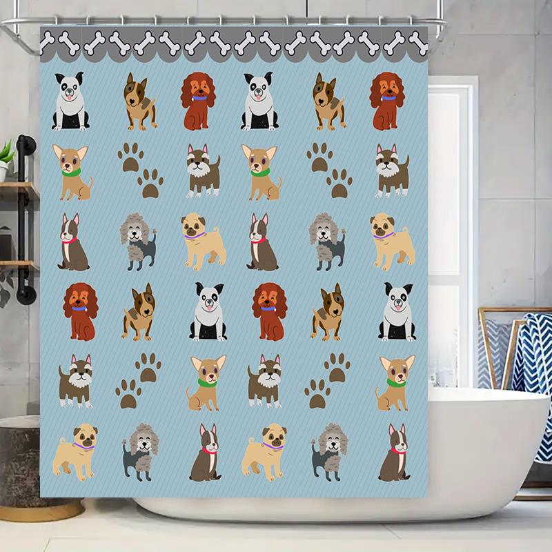 Decorate Your Bathroom with These Cute Dog Print Shower Curtains
