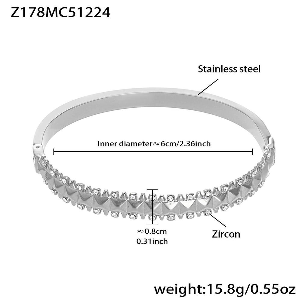 18K Gold-Plated Stainless Steel Zirconia Diamond Clasp Bracelet - European & American Fashion Knotted Irregular Light Luxury Style.