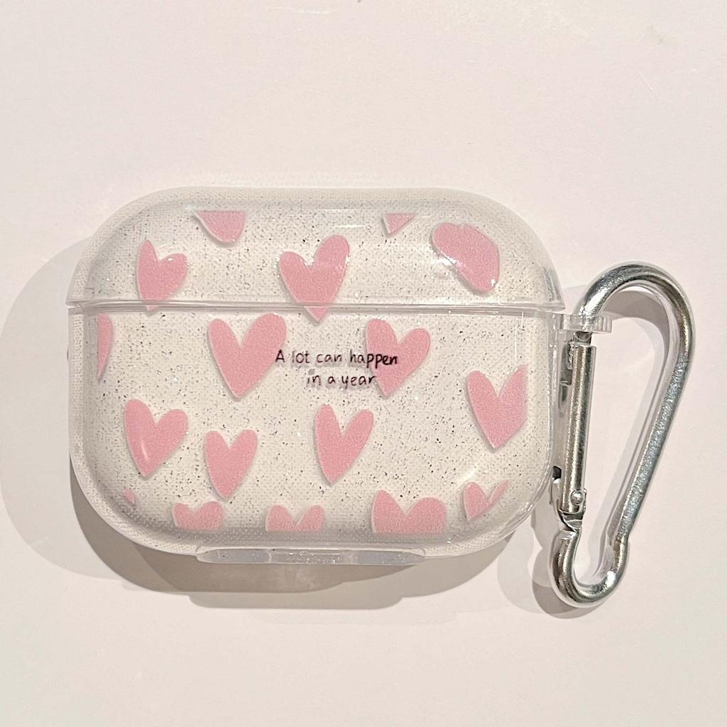 INS Cute Heart Earphone Case For AirPods Pro 2nd Case Glitter Shiny Clear TPU for Air Pods 1 2 3 Bluetooth Earphone Charging Box