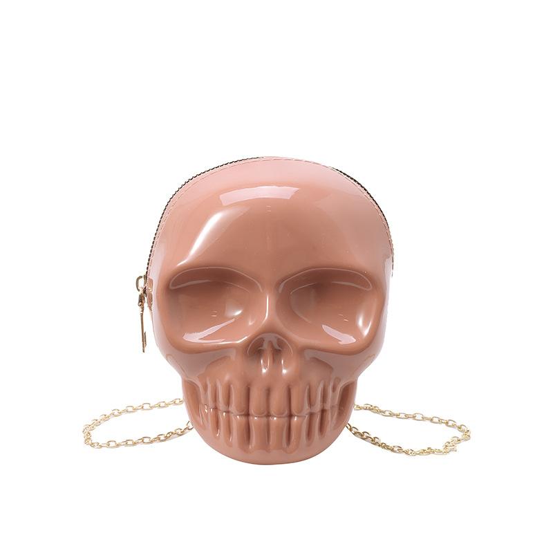 Rose Red Cute Carto Shoulder Bag Halloween Funny Ghost Skull Bag Pu Leather Zipper Handbag Purse Small Crossbody Phe Bags