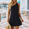 Women's Fashion Color Sexy Bareback Single Shoulder Strap Beach Resort Hot Girl Dress